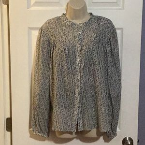 Long Sleeve Shimmer Dotted Blouse by Loft - Size L
